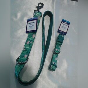 Top Paw Pink Flamingo Nylon Collar and Leash Set (S)